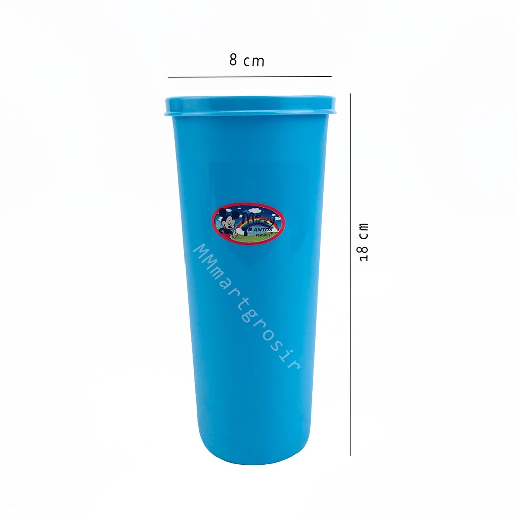 Tantos / Gelas+Tutup Micky / Mug Plastik (L) / Warna Biru 7203GT