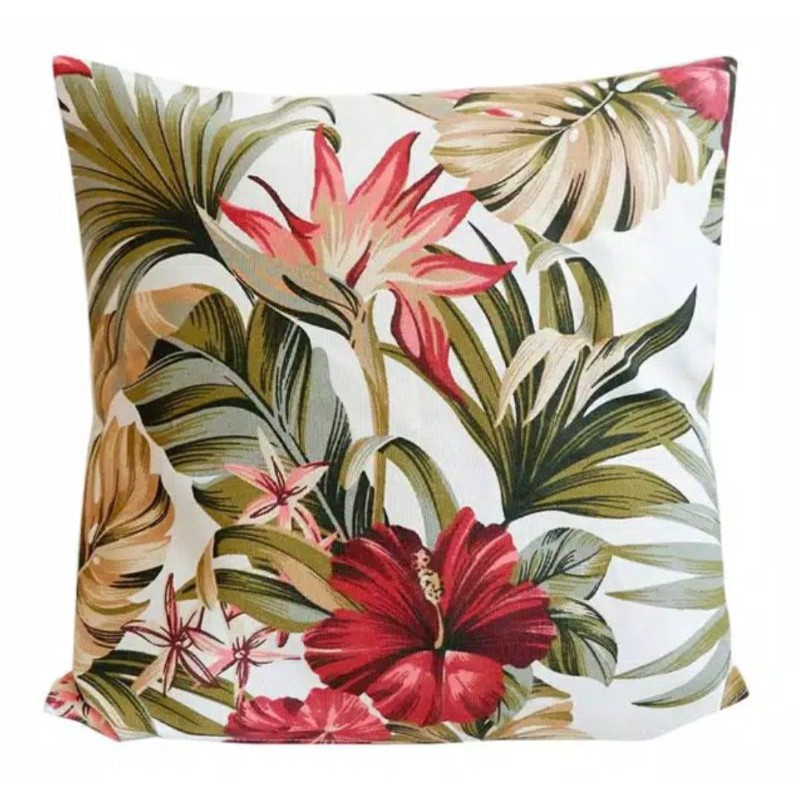termurah sarung bantal sofa kain kanvas motif daun