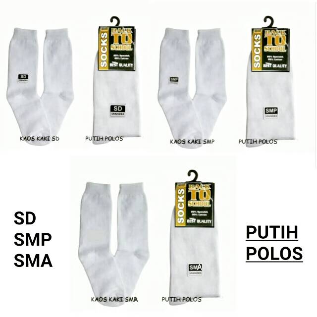 Kaos kaki sekolah putih  polos SD SMP SMA Shopee Indonesia