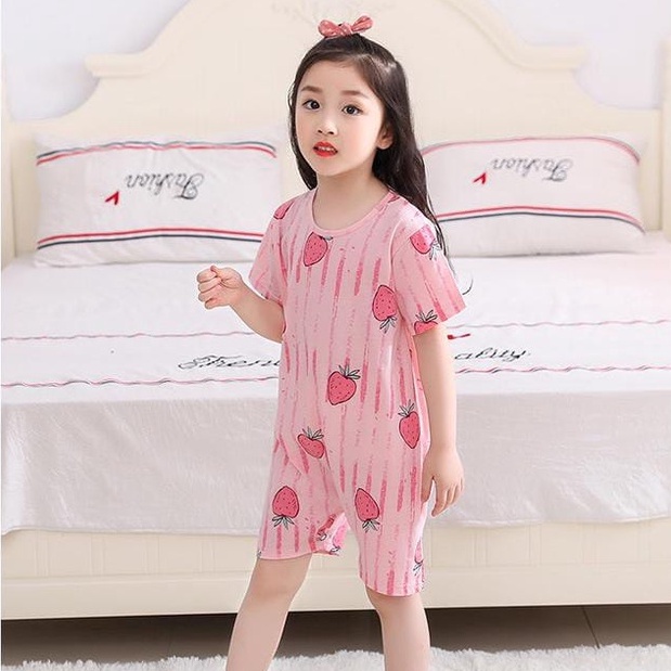 Baju Rumah Baju Tidur Anak Perempuan Motif Strobery Baju Anak Import 3-10 thn