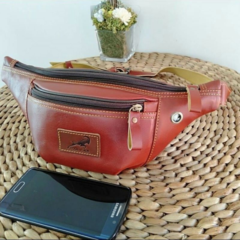 Tas selempang pria tas waistbag pria laki laki kulit sapi asli keren terbaru termurah branded