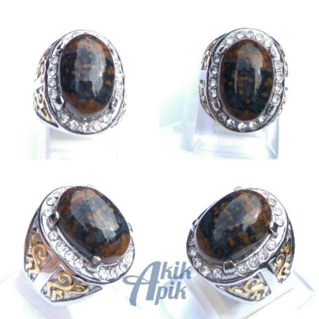 Cincin Batu Akik Motif Telur Kodok Natural Orbicular Jasper