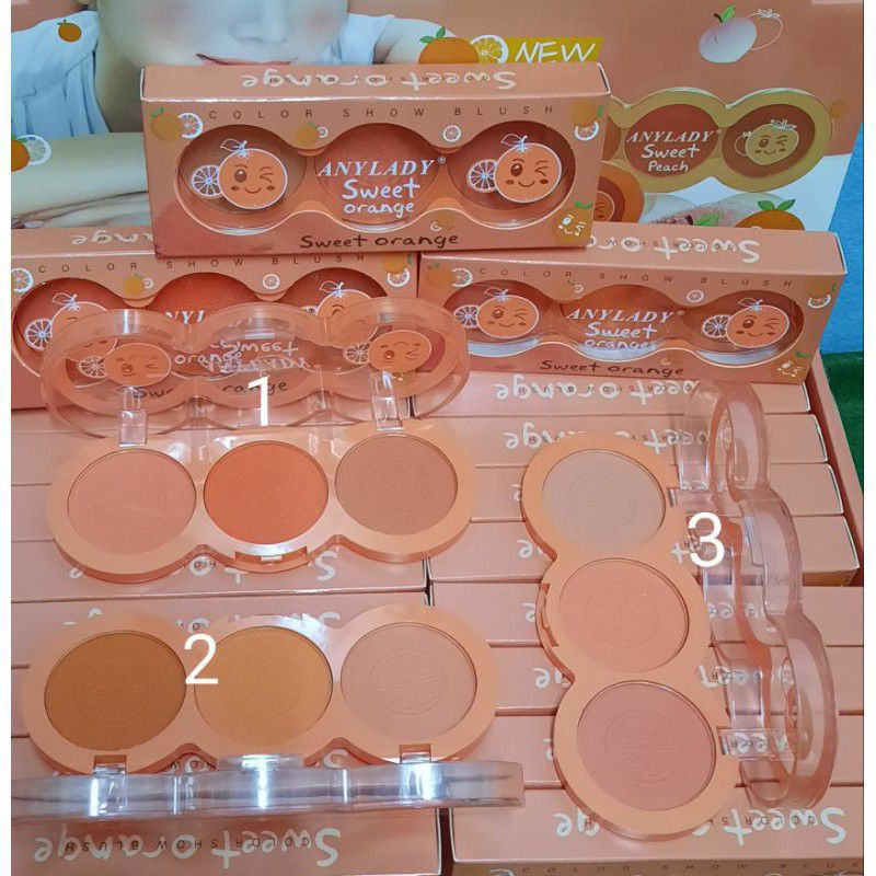 BLUSH ON ANYLADY 3 WARNA BLUSHER PEACH/ORANGE 3 WARNA