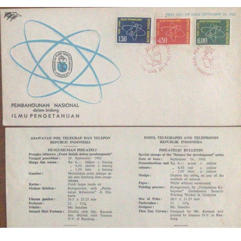 

Sampul Hari Pertama (SHP / FDC) Prangko FRONT ILMIAH th 1962