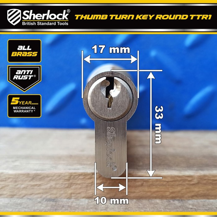 Cylinder Kunci Pintu / Sherlock 60 mm Kunci Silinder Thumbturn Putar TTR1