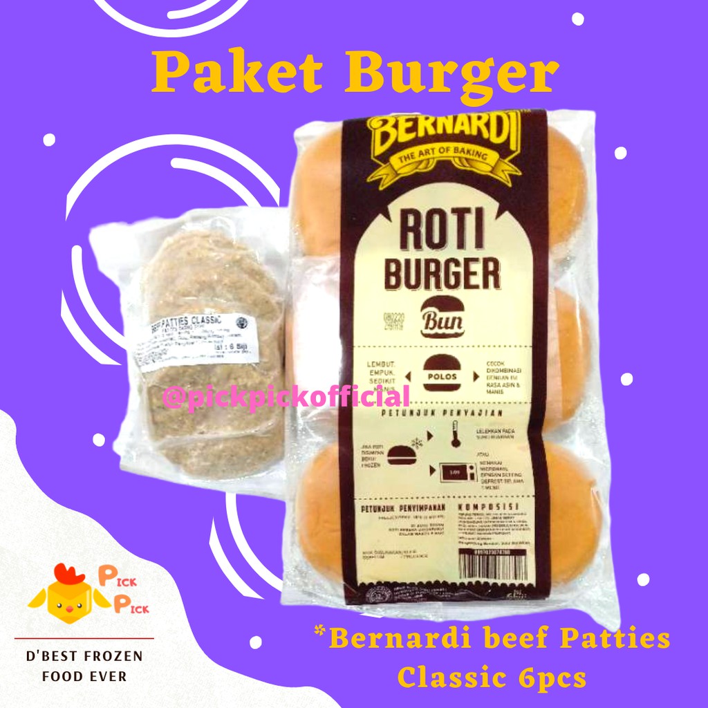 

Paket Burger Bernardi beef Patties Classic 6pcs