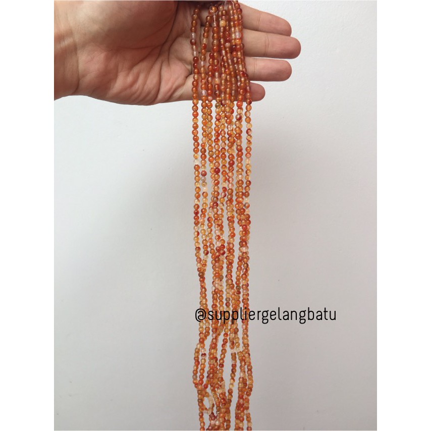 Carnelian Putih Orange Natural Stone Batu Perhiasan Fashion 4mm Akik Craft Serat Bahan Aksesoris