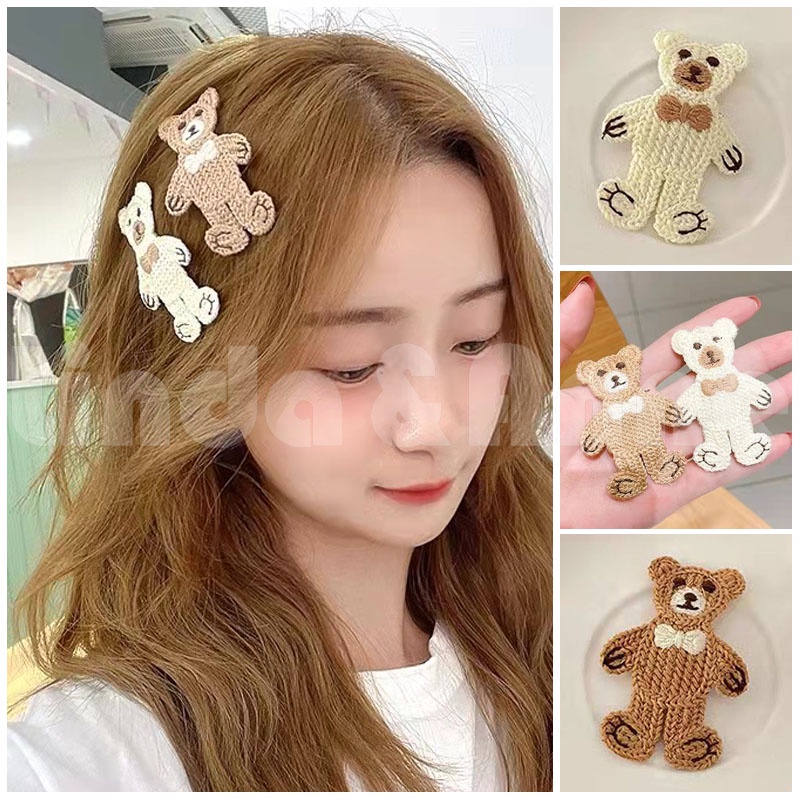 Hairpin Rambut Rajut Cute Beruang Korean Aksesoris Rambut Fashion