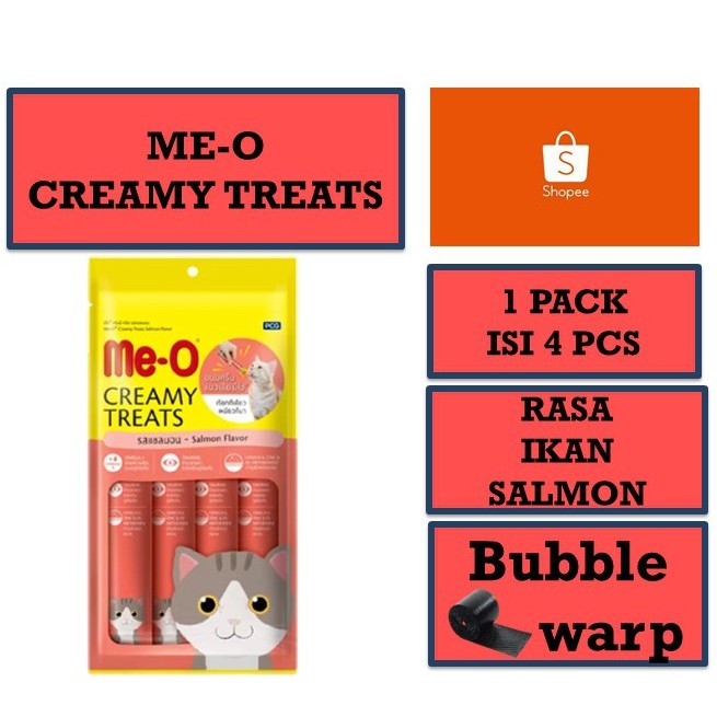 SMART PETFOOD | Makanan Kucing / Cemilan Kucing Me-O Meo Creamy Treats SALMON Pack 60 gr (4x15gr) Ce