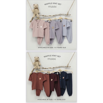 Mooi Setelan Waffle Knit Set - Mooi Setelan Baju pendek Celana Panjang Waffle Anak CBKS