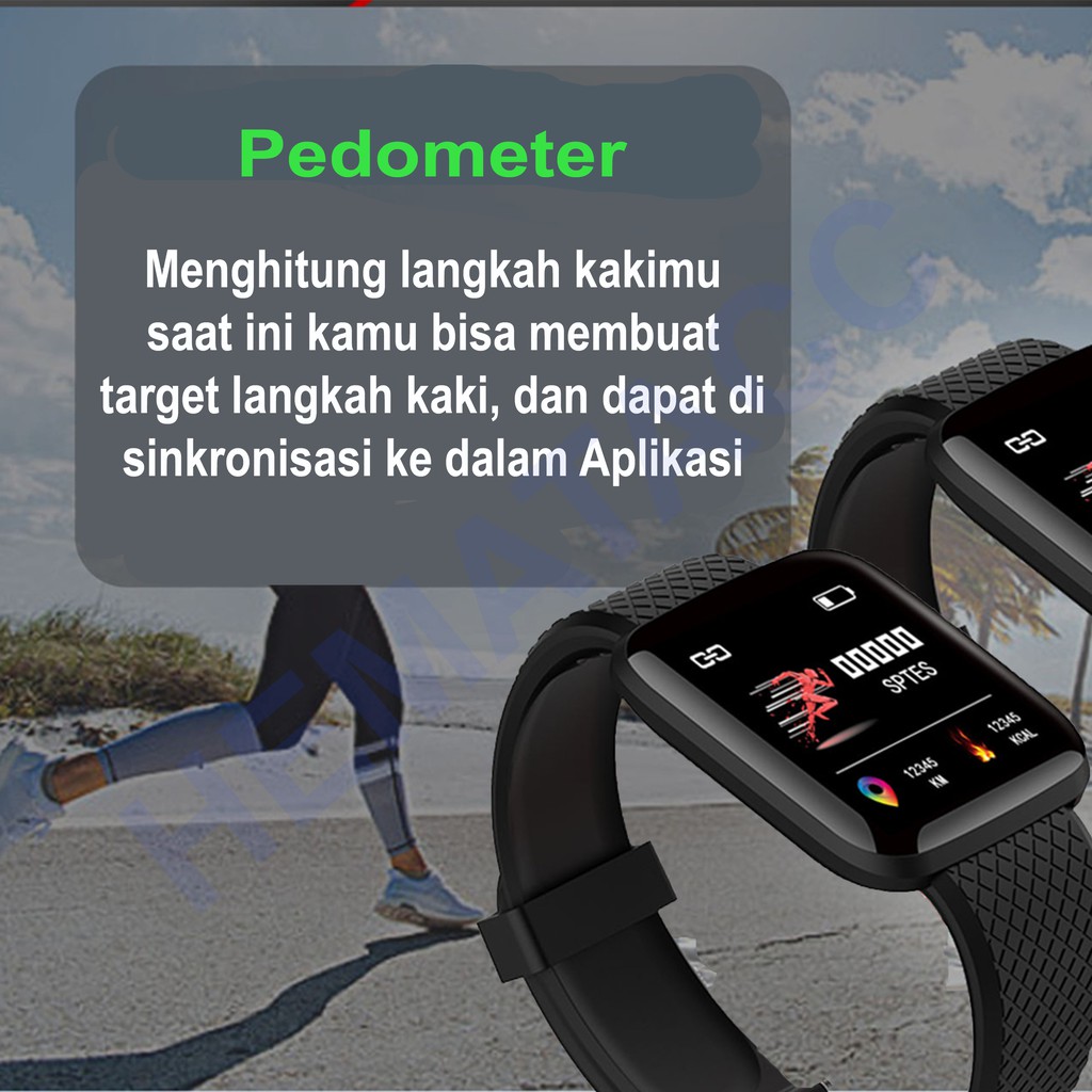 Smartwatch 116 Pro Plus Anti Air IP66 Jam Tangan Kesehatan &amp; Asisten Olahraga