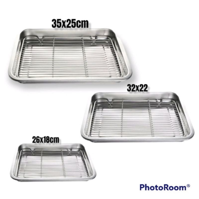 Cooling Rak Dan Wadah Peniris Makanan Gorengan Minyak Bahan Stainless steel Pres berbagai ukuran nampan baki stainless baking tray