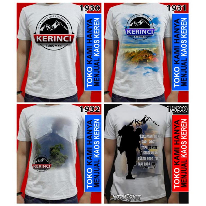 kaos baju gunung mountain kerinci ranukumbolo mahameru rinjani / sablon dtf / custom