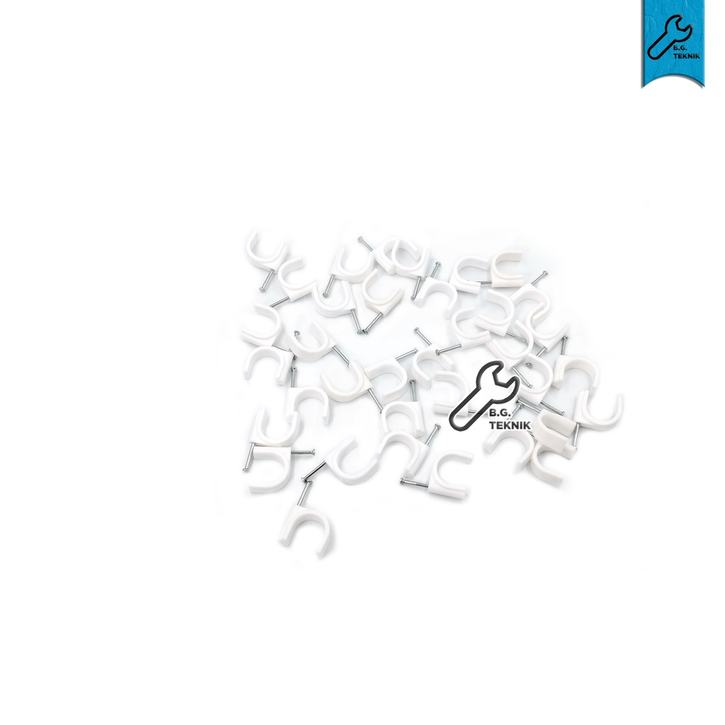 [100 PCS] Klem Kabel Listrik Plastik Paku Beton / Cable Clips 10,12,14,16,18 MM