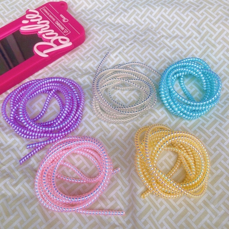 1 PCS BUAT 1 KABEL / SUPER TEBAL &amp; MEWAH / PELILIT KABEL SPIRAL WARNA PUTIH EMAS / PELINDUNG CABLE HP CHARGER UNIVERSAL / CORD PROTECTOR
