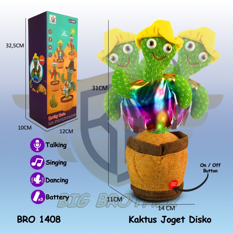 BRO1408 Boneka Pohon Kaktus Goyang Joget Dance Bisa Bicara Murah Bisa Ngomong Viral Tiktok