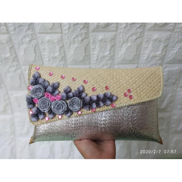 CLUTCH PANDAN HIAS BUNGA DOMPET PANDAN BUNGA HIAS TERMURAH 