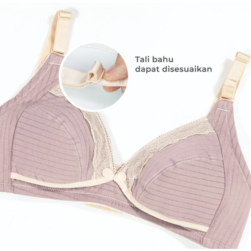 MOOIMOM Bra Hamil &amp; Menyusui Bukaan Depan M - XL Model Basic Lace Front Buckle Nursing Bra CBKS