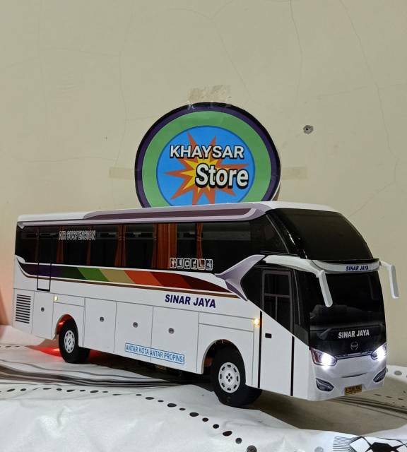 miniatur Bus bis /mainan bus bis  Sinar jaya SR2 + Lampu