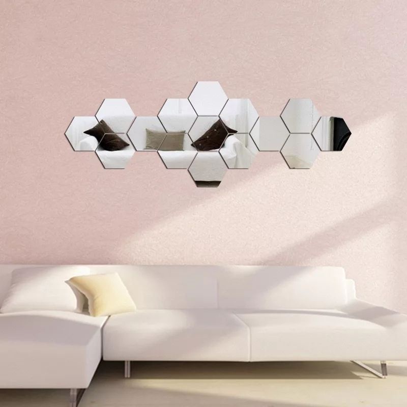 HIASAN DINDING ACRYLIC AKRILIK HEXAGONAL SEGI ENAM CERMIN KACA IMPOR MIRROR WALL STIKER