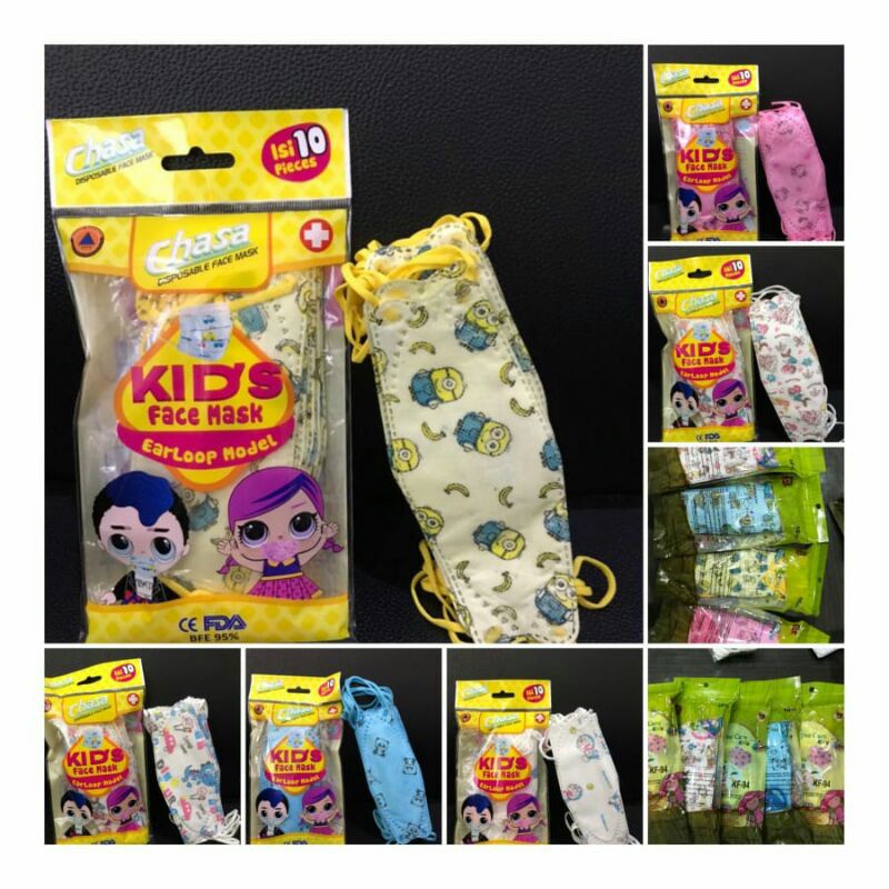 Masker Anak KF94 Motif Chasa Necare 3D Evo Stereoscopic Fish Motif