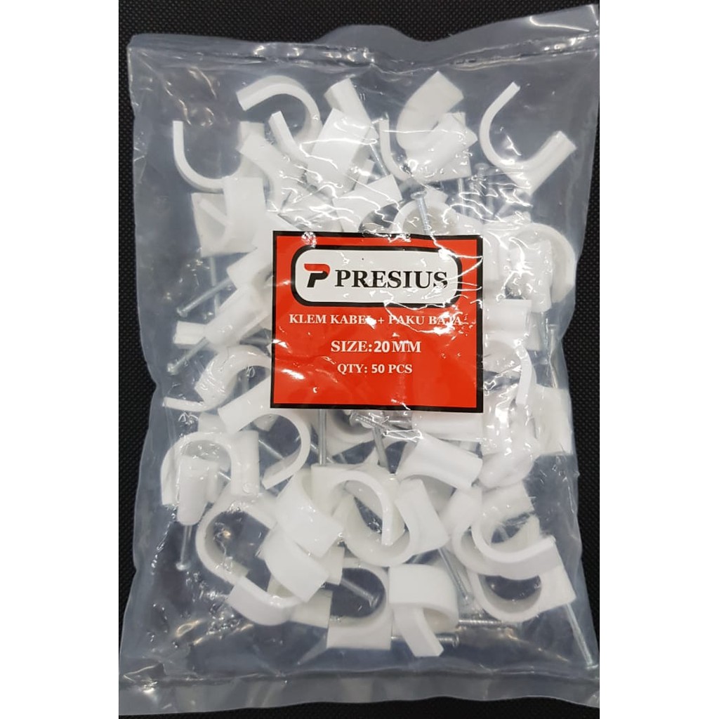 PRESIUS KLEM KABEL PAKU BAJA BETON NO 20 MM (HARGA GROSIR) ISI 50 PCS ASLI ORIGINAL 20MM