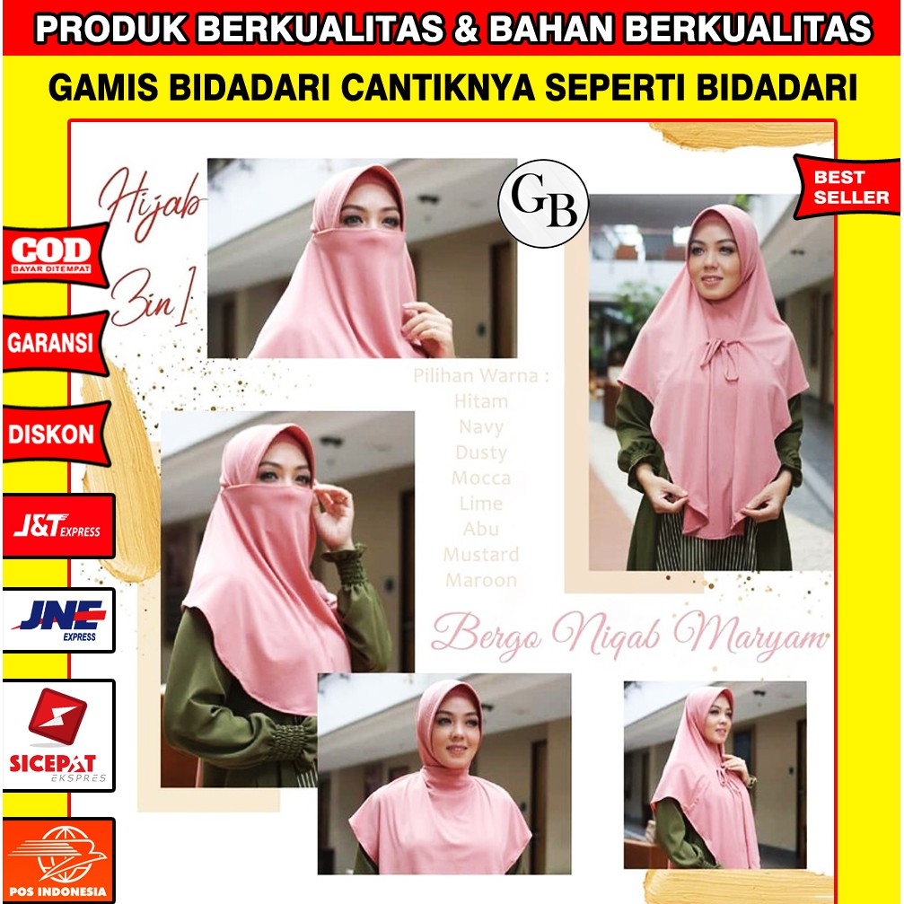 ATASAN WANITA KERUDUNG HIJAB JILBAB CADAR NIQAB MASKER FASHION TERBARU MUSLIM MUSLIMAH MURAH