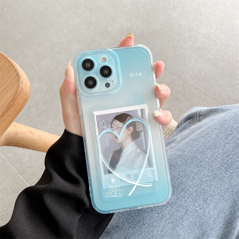 Soft Case Pelindung Desain Hati Warna Gradasi Anti Jatuh Untuk iPhone 14 13 12 Pro MAX 11 X XR XS MAX 7 8 Plus