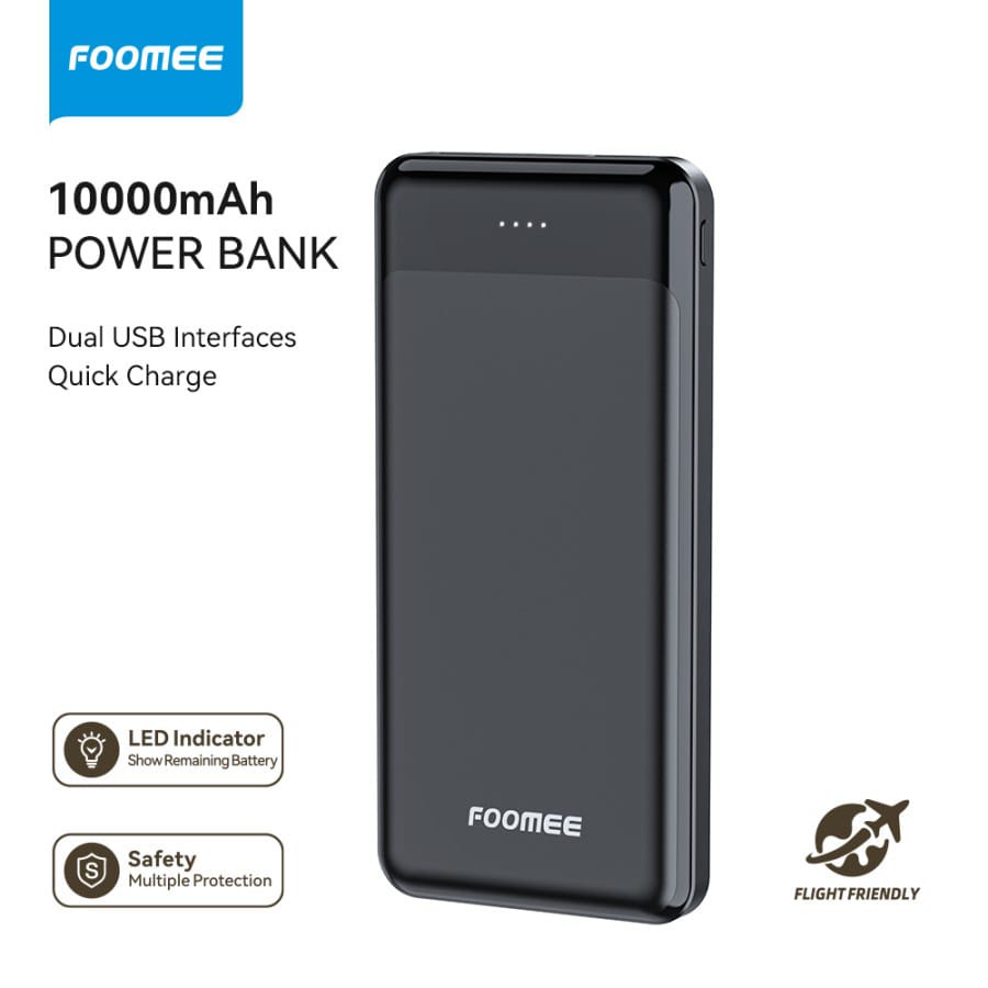 FOOMEE Powerbank RQ10 10000mAh 2 USB Port 2.1A Interfaces Quick Charge Original Foomee POWER BANK