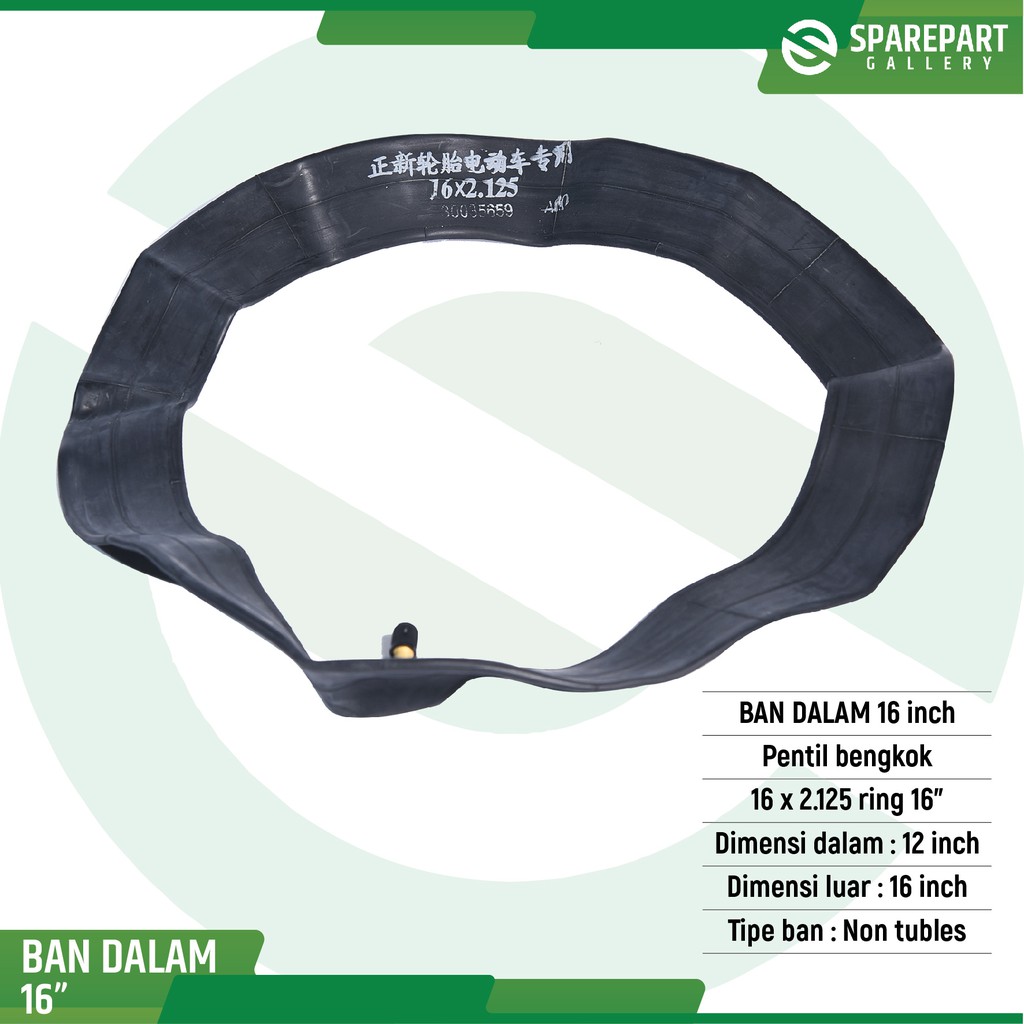 Ban dalam 16 inch (16x2.125) pentil bengkok sepeda listrik