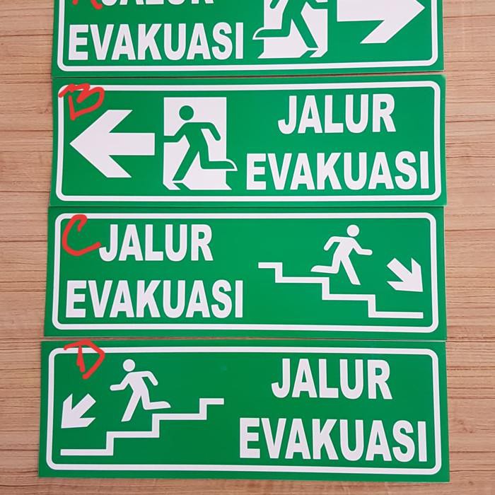 

Sign Label Sticker Jalur Evakuasi Tangga Kiri Kanan Tangga 30X10 K3