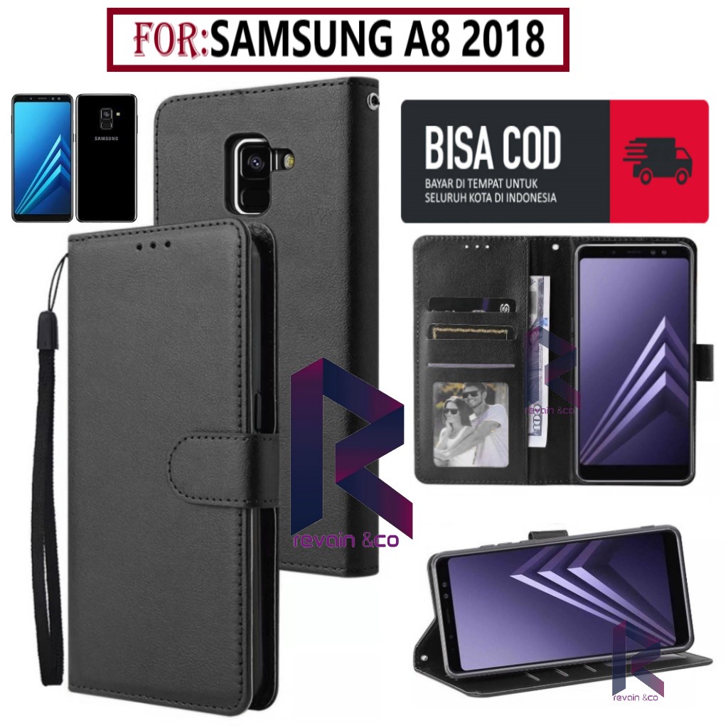 FLIP COVER SAMSUNG A8 2018 FLIP WALLET LEATHER KULIT PREMIUM SARUNG BUKA TUTUP FLIP CASE SAMSUNG A8 2018