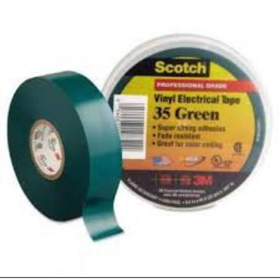 3M Scotch 35 Vinyl Electrical Tape Green 19mm X 20m scotch 35 vinyl 3M warna Hijau