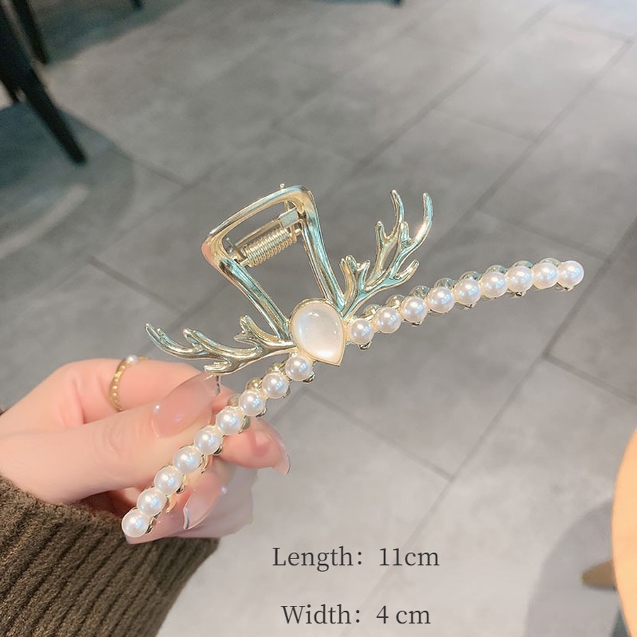 Jepit Rambut Ponytail Bahan Alloy Aksen Mutiara Dan Berlian Imitasi Gaya Korea Untuk Wanita
