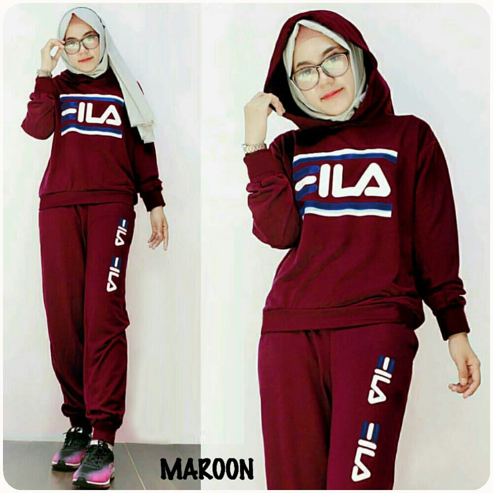 Sweater hoodie celana stl babyterry eila training pjg L besar