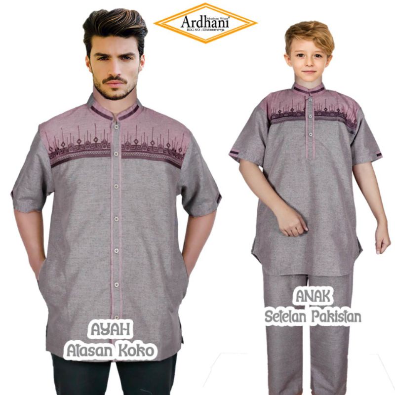 Baju Koko Couple Ayah Anak Baju Koko Pasangan Ayah dan Anak Ardhani