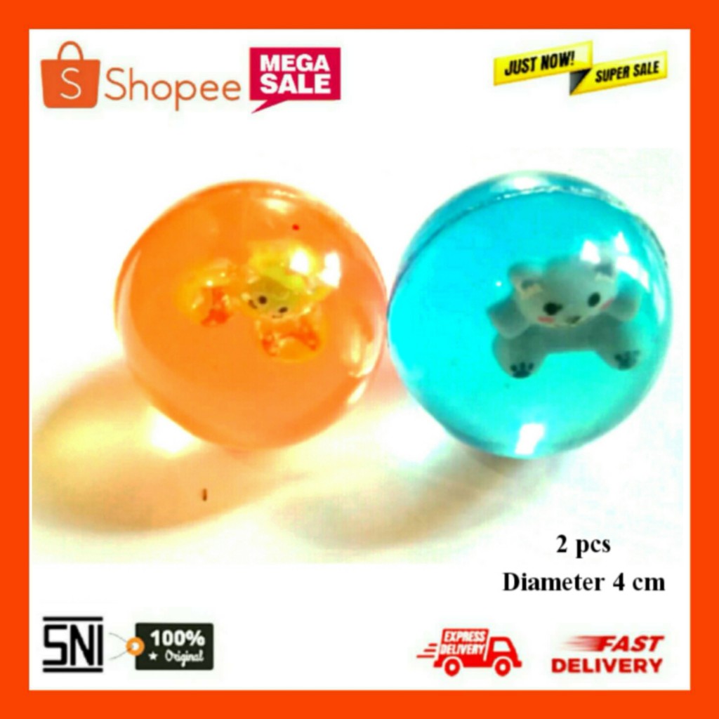 2 pcs Bola bekel diameter 4 cm besar Mainan Anak permainan lantai