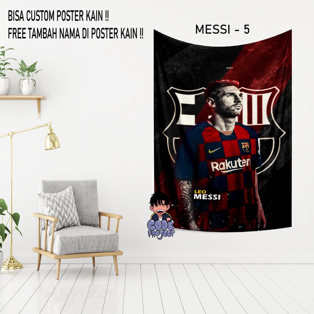POSTER KAIN LIONEL MESSI - MESSI - hiasan dinding messi - hiasan kamar messi - dekorasi kamar gambar