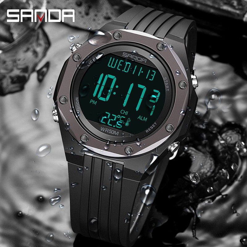 JAM TANGAN SANDA 6028 Jam Tangan Pria Wanita Digital Thermometer  Anti Air