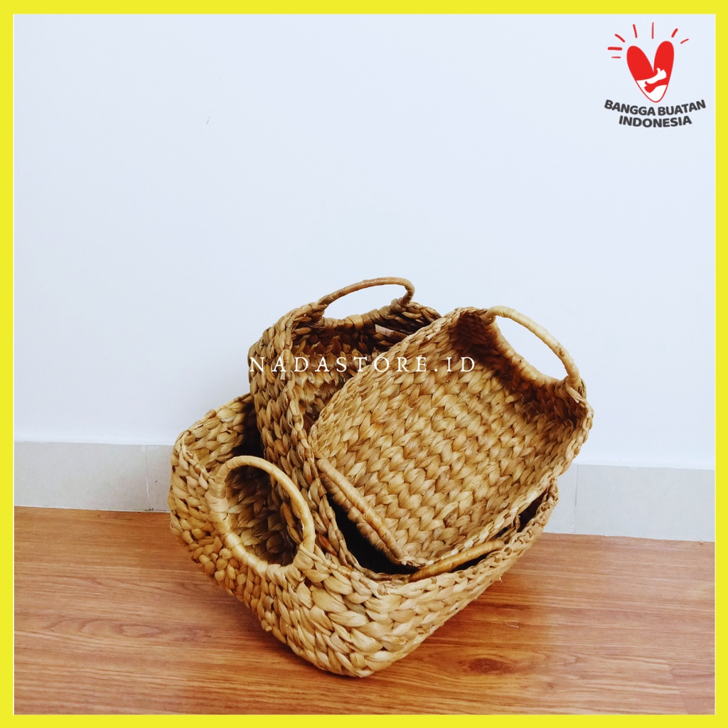 COD - Ikea Keranjang Enceng gondok Multifungsi model nampan set isi 3 / Basket water hyacinth tray