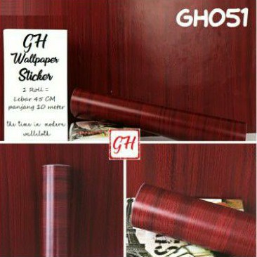  wallpaper  sticker  45cm x 10m motif  kayu  kode GH051 