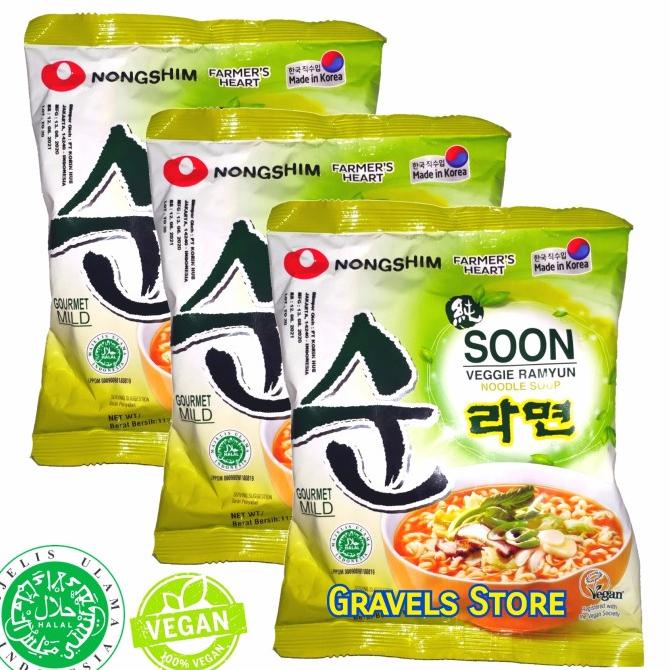 

[3 Pcs] Nongshim Soon Veggie Ramyun - Mie Ramen Vegan Vegetarian Korea