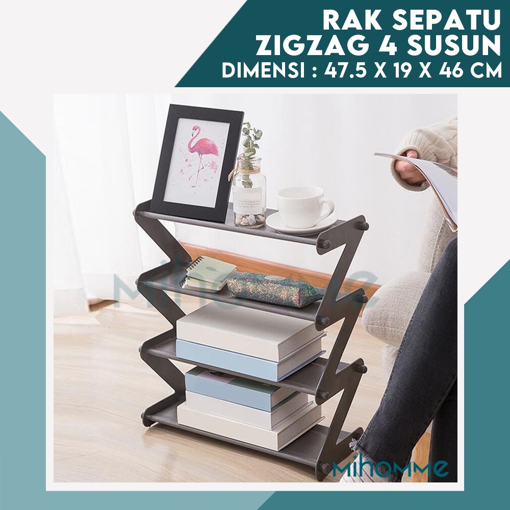 Rak Sepatu Besi Zig Zag 4 Susun Serbaguna Tempat Kotak Sepatu Portable