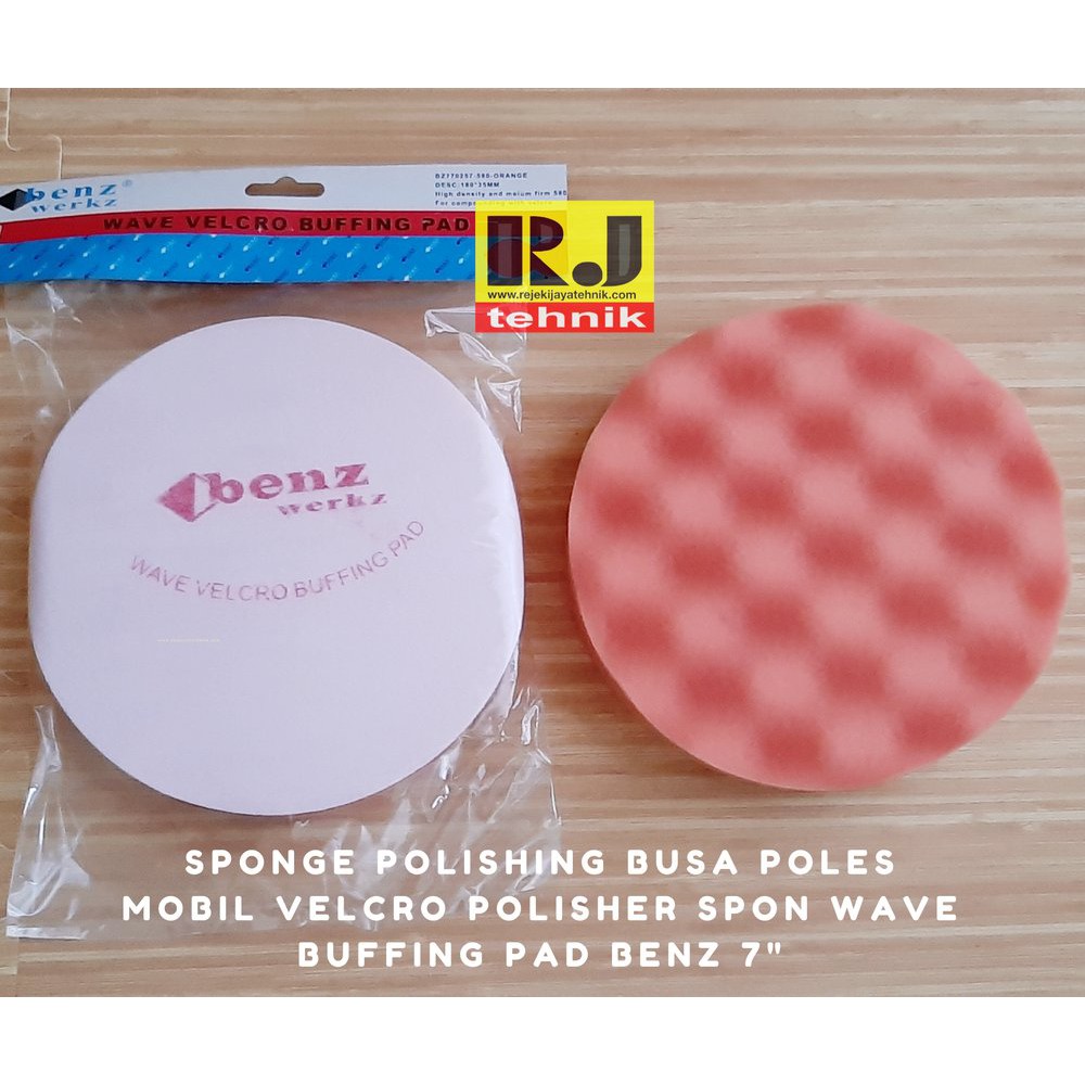 Sponge Polishing Busa Poles Mobil Velcro Polisher Spon Wave Buffing Pad Benz 7 inch Murah