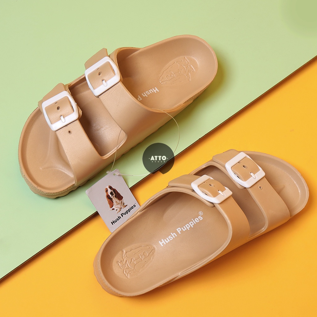 Sandal Wanita Selop HushPuppiess Slip On Sendal Cewek EVA Sandal Rumah Wanita Empuk Couple Polos Birken