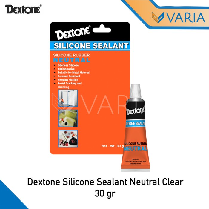 Dextone Silicone Sealant Neutral 30 gr Clear Lem Kaca Rubber Netral