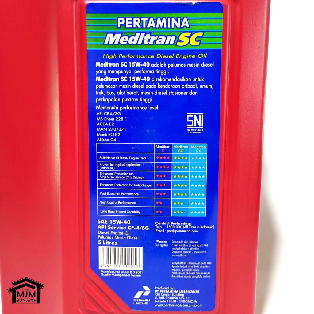 Oli Pertamina Meditran SC 5 Liter 15W-40 Mesin Diesel Solar Galon 5L 15W40 SC40 Original 100% ASLI