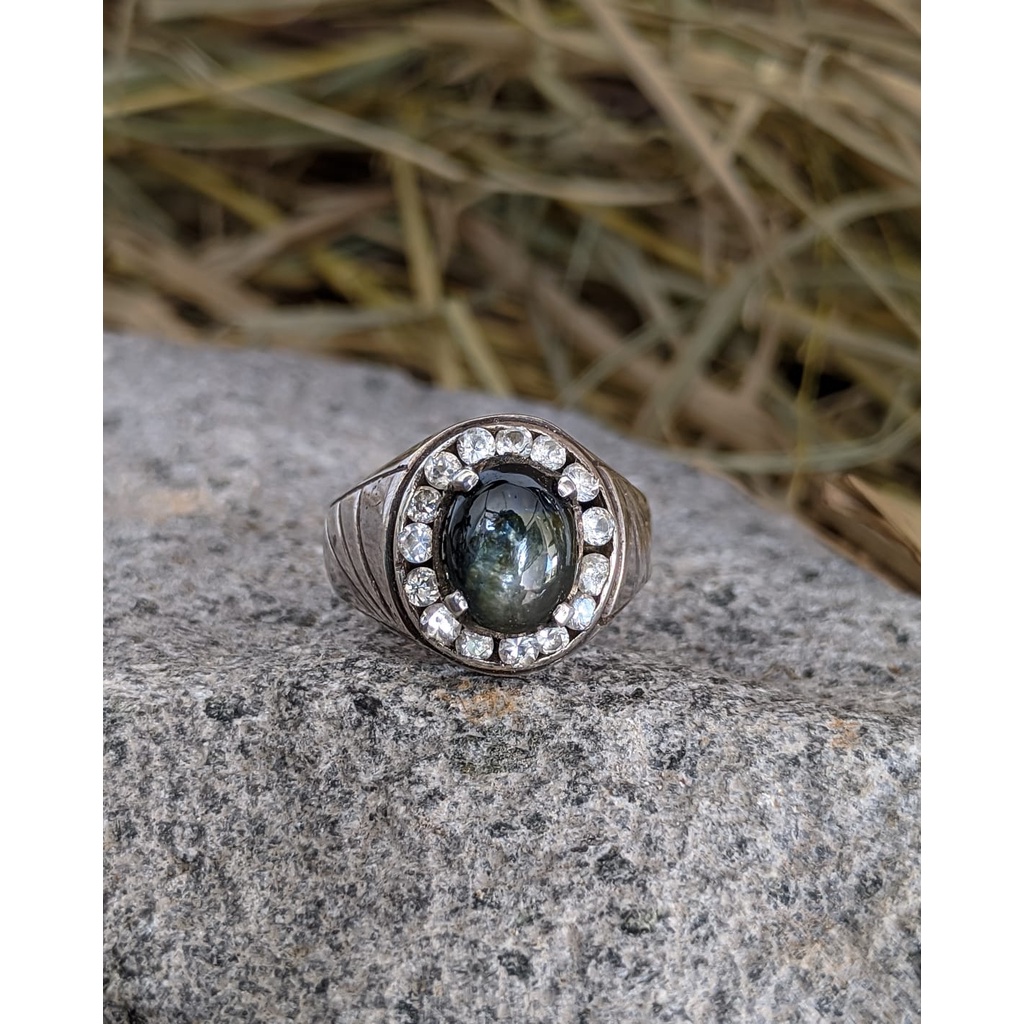 Cincin Black Star Sapphire Ring Perak 925 Handmade