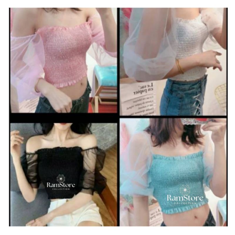 Crop Top Puffy/Baju Atasan Wanita/Crop Top Korea/Sabrina Jumbo