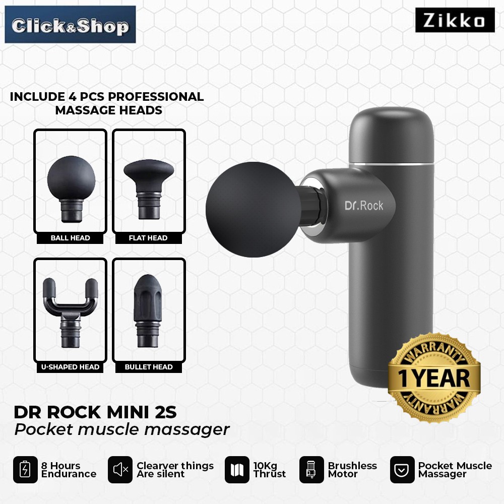ZIKKO Dr.Rock Mini 2s Pocket Massage Gun - Alat Pijat Elektrik-Hitam